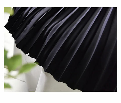Looks Thin Pleated Skirt 2025 New High Waist A-line Skirt Mid-length Big Size Plaid Skirt Long Pleated Skirt Length 75-90cm
