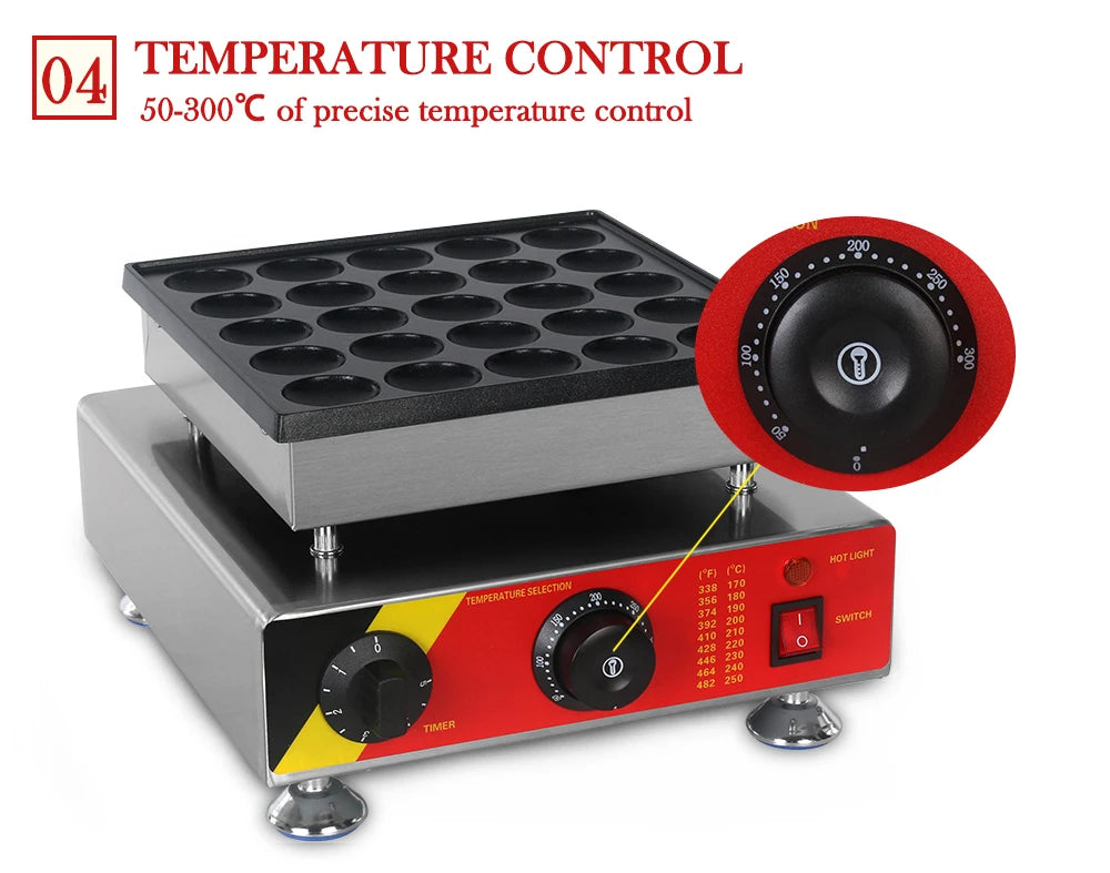 ITOP Mini Poffertjes Maker Mini Pancake Waffle Muffin Machine 25 Holes Commercial 800W Non-stick, Fast Heating, Heavy Duty.