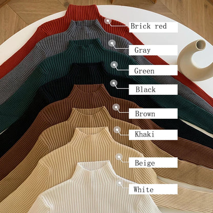2025 Knit Jumpers Top Chic Autumn Winter Sweater Pullovers Women Long Sleeve Casual Turtleneck Warm Basic Sweater.