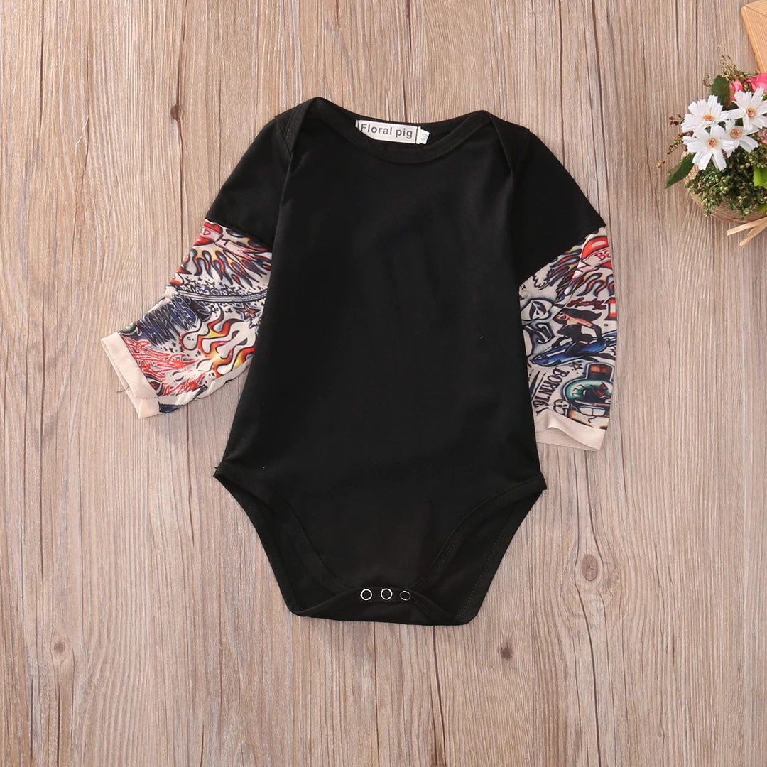 Baby Body Jungen Mädchen Tattoo Gedruckt Patchwork Overall Neugeborenen Kostüm Casual Outfits Kleinkind Kleinkind Kinder Kleidung Bodys.