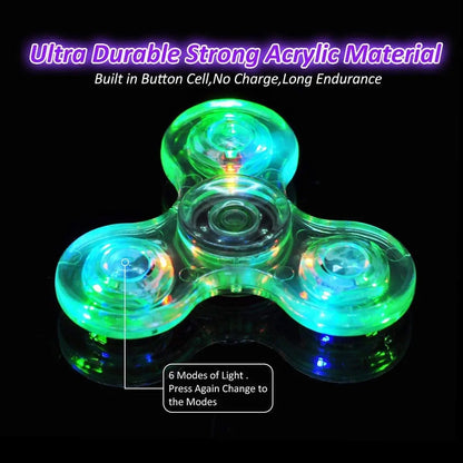 Crystal Luminous LED light Fidget Spinner Hand Top Spinners Glow in Dark EDC Stress Relief Toys Kinetic Gyroscope for Children.
