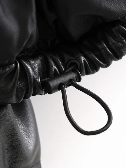 Winter frauen Jacke Dicke Warme Kurze Parka Schwarz Pu Leder Mäntel Frau Parkas Elegante Zipper Baumwolle Jacken Mantel Weibliche neue