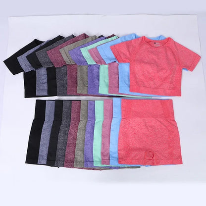 Women Vital Seamless Yoga Fitness Clothing Set High Waist Gym Leggings Crop Tops Sports Tracksuit Plush Up Sports Outfits