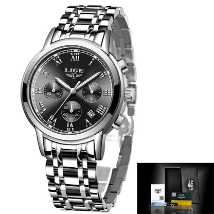 LIGE 2024 New Fashion Women Watches Ladies Top Brand Luxury Creative Steel Women Bracelet Watches Female Quartz Waterproof Watch