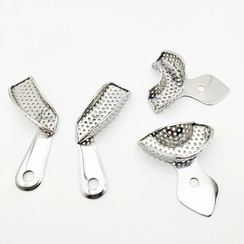 1 Set Dental Lab Equipment L/M/S Size Upper Lower Stainless Steel Impression Trays For Dental Lab.