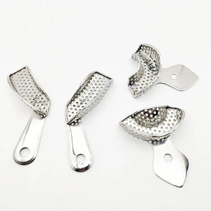 1 Set Dental Lab Equipment L/M/S Size Upper Lower Stainless Steel Impression Trays For Dental Lab.