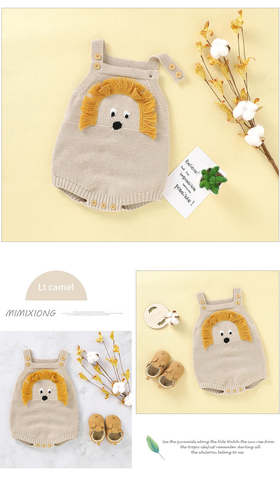 Baby-Body, niedlicher Cartoon-Löwe, Kleinkind-Säuglings-Onesies, 100 % Baumwolle, gestrickt, für Neugeborene, Kinder, Kleidung, einteiliger Overall, ärmellos.