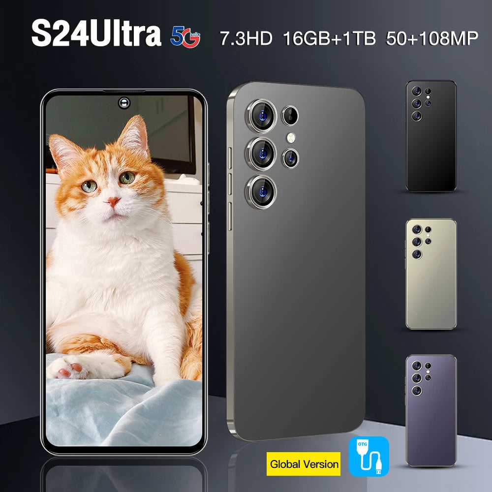 S24 Ultra 16G+1TB High Configuration Android Smart Phone Octa Core 108MP Global 5G Dual SIM Dual Big Screen English LTE CDMA.