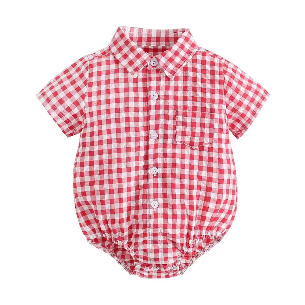 Sanlutoz Sommer Baby Jungen Bodys Baumwolle Baby Kleidung Plaid Mode Kurzarm Kleinkinder Kleidung Casual