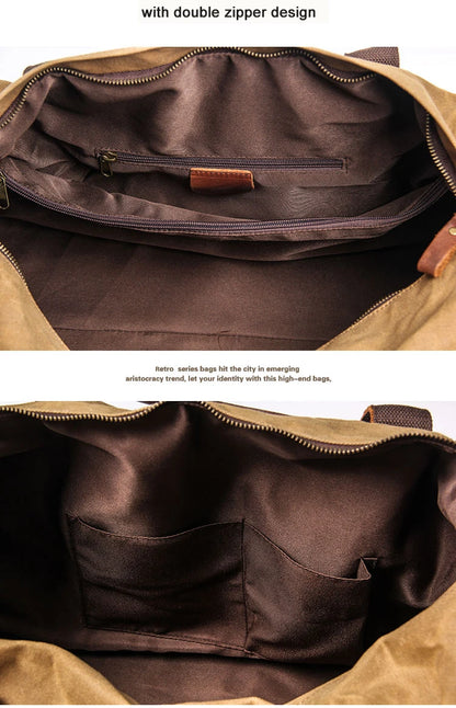 Wasserdichte gewachste Canvas Leder Herren Reisetasche Handgepäcktasche Handgepäck Große Tragetasche Vintage Herren Duffle Wochenendtasche große Übernachtung.