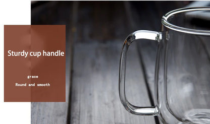 1-6PCS 80-450ML Heat Resistant Double Wall Tea Glass Cup Beer Coffee Handmade Creative Cold Beverage Transparent Drinkware Set.