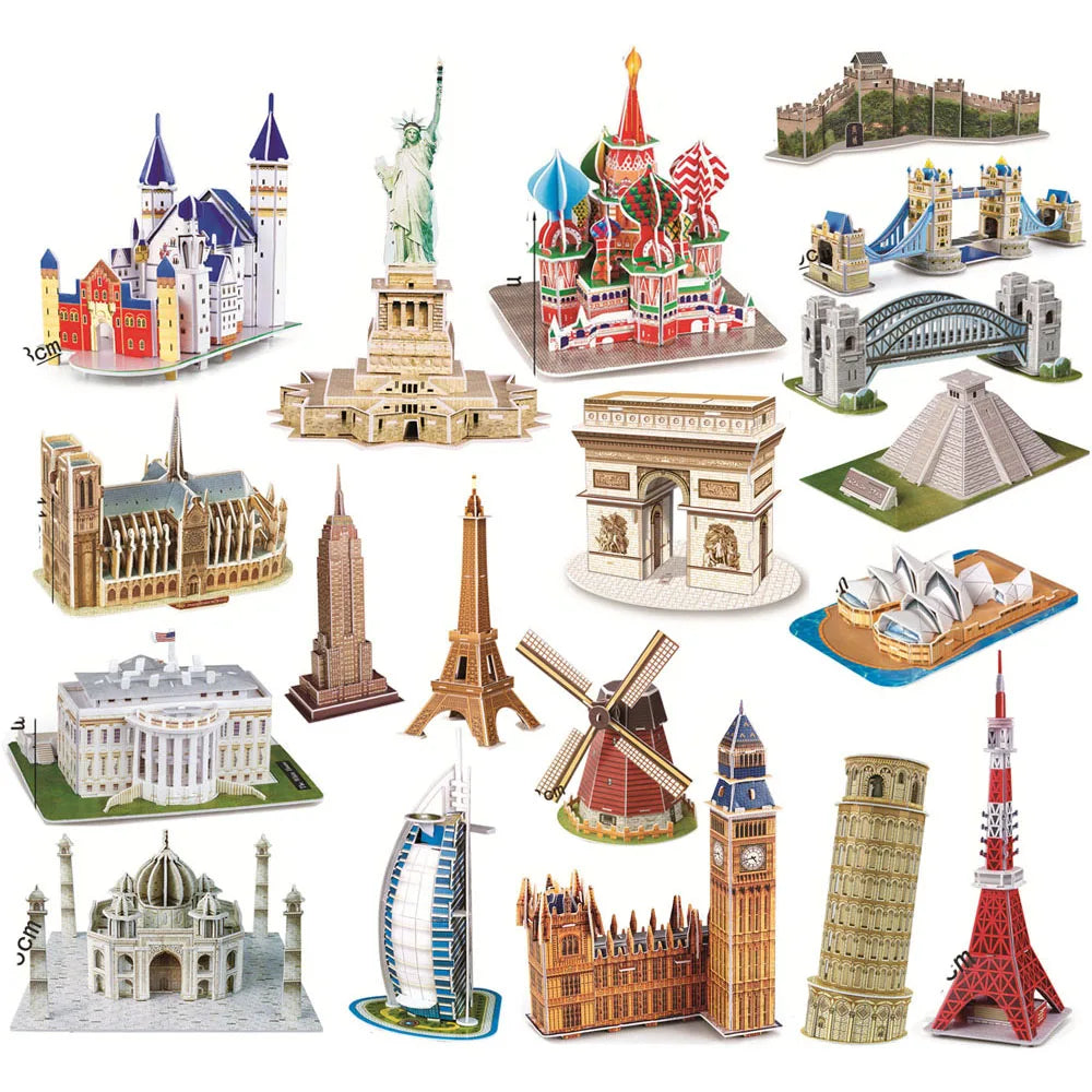40 Style World Famous Architecture Building 3D Puzzle Model Construction 3D Jigsaw Puzzle Toys For Kids Christmas Gift.