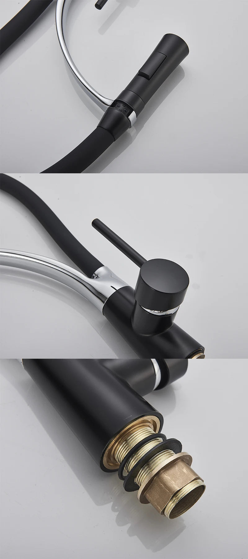 Kitchen Faucet Swivel Pull Down Black Hose Kitchen Sink Faucet Sink Tap Mounted Deck Bathroom Hot And Cold Water Mixer Crane