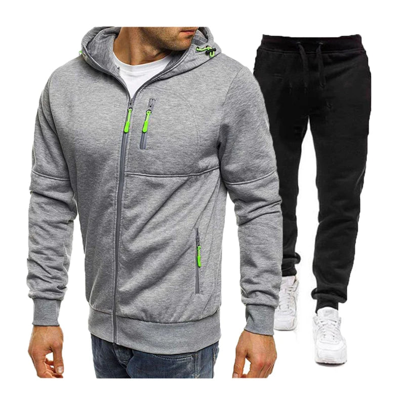 Spring Autumn 2020 Men's Sweat Suit Set Tracksuit Men Outfit Full Sleeve Tops with Hood Outdoor Sport Wear Men's Hooded Suit.