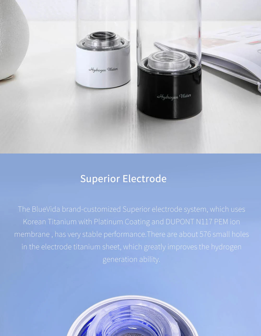 Max 3000ppb Hydrogen Rich Water Generator- 3 in 1 use(Breath with tube) DuPont SPE+PEM Dual Chamber H2 electrolysis Water Bottle.