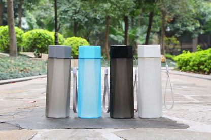 Portable Plastic Water Bottle Creative Matte Water Cup Outdoor Juice Leak-Proof Sports Bottle with Rope Travel Camping Bottles