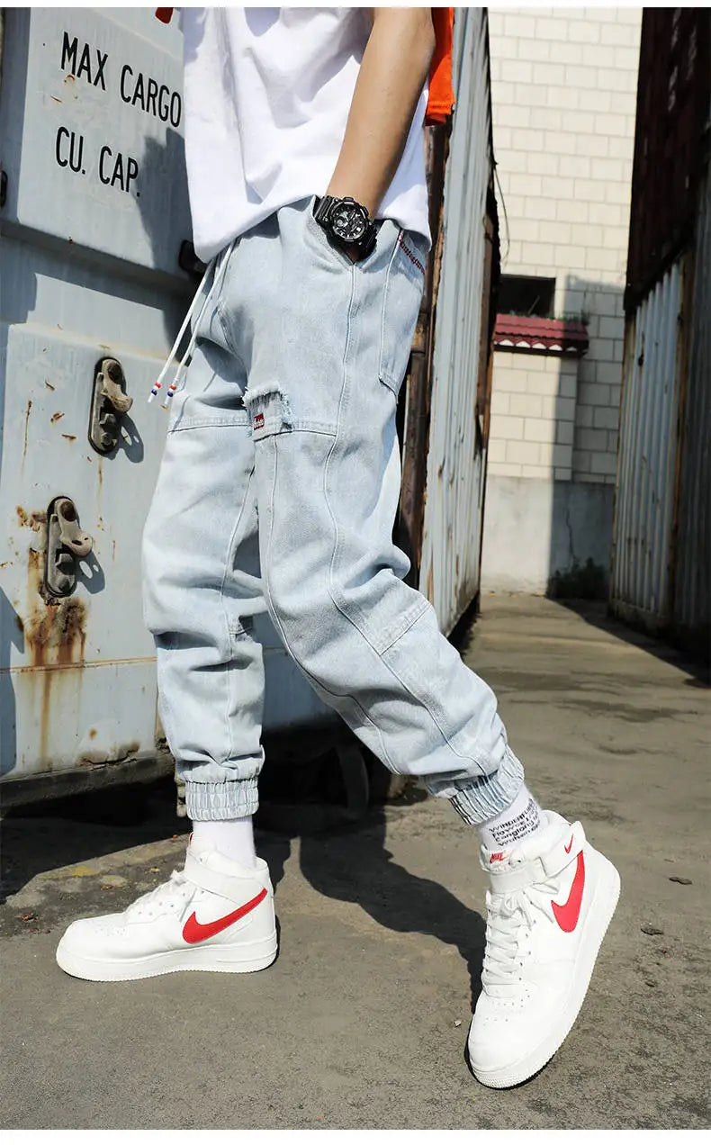 2025 New Streetwear Hip Hop Cargo Pants Men's Jeans Elastic Harun Joggers In Autumn and Spring Men ClothIng.