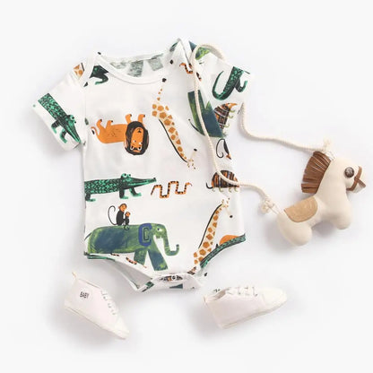 Sanlutoz Kurzarm Baby Jungen Mädchen Sommer Bodys Baumwolle Kleinkinder Kleidung Onesies Niedlichen Cartoon Druck.