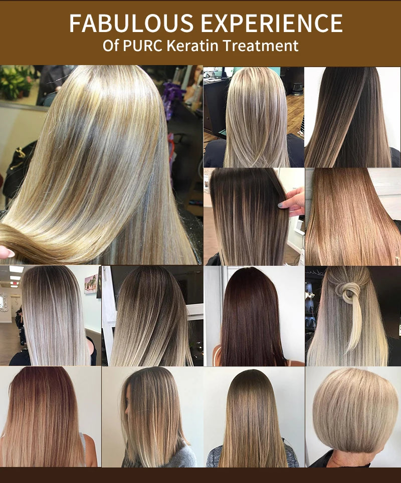 PURC Professional Brazilian Keratin Hair Treatment Cream Straightening Smoothing Scalp Treatment Purifying Shampoo Hair Care.