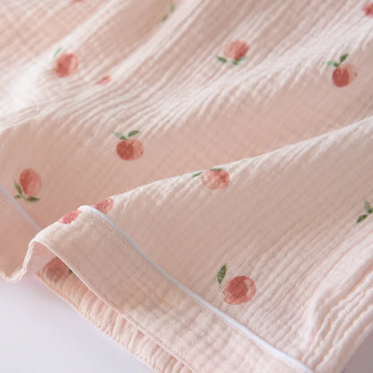 2025 sommer Damen Kurzarm Shorts Pyjamas Set 100 % Baumwolle Krepp Tuch Dünne Hause Service Zwei-stück Frühling und Herbst Lose