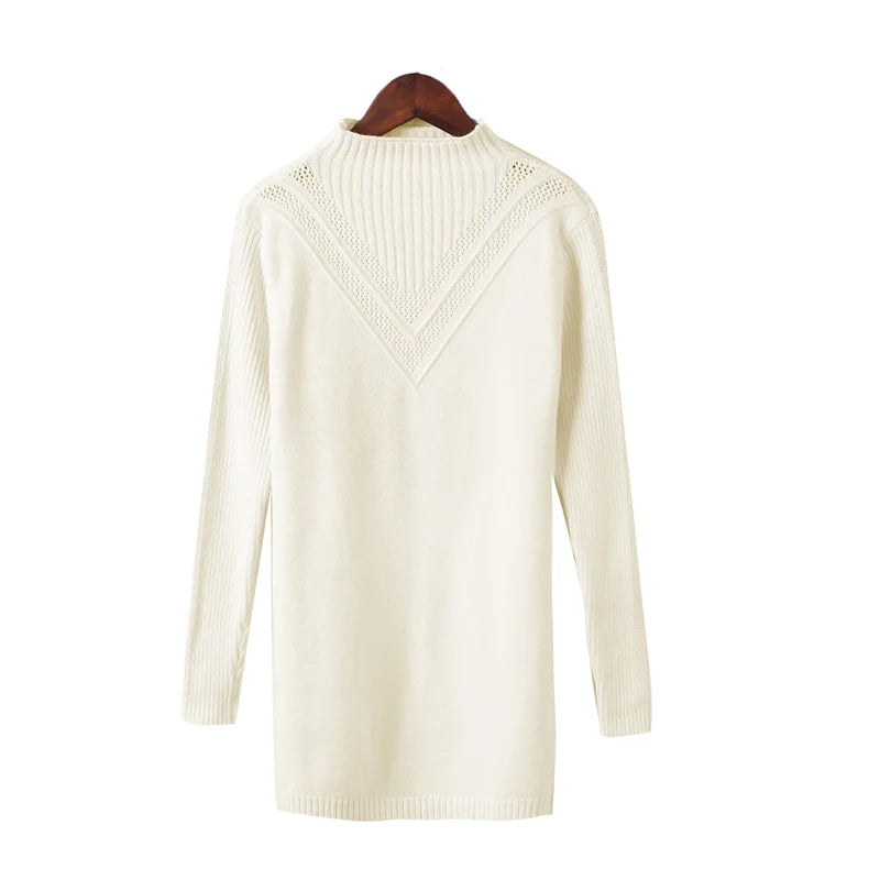 Frühling Herbst Winter Neue Rollkragenpullover Frauen Koreanische Lose Medium Lange Dicke Stricken Top Pullover Bodenbildung Pullover Ziehen