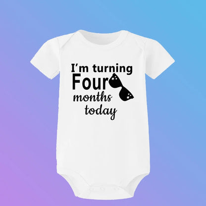 Monatlicher Meilenstein-Baby-Wachstums-Body, cooler Junge, 1–12 Monate, Einteiler, Babyparty, Geschenk, Monatsbilder, monatliche Overall-Kleidung.