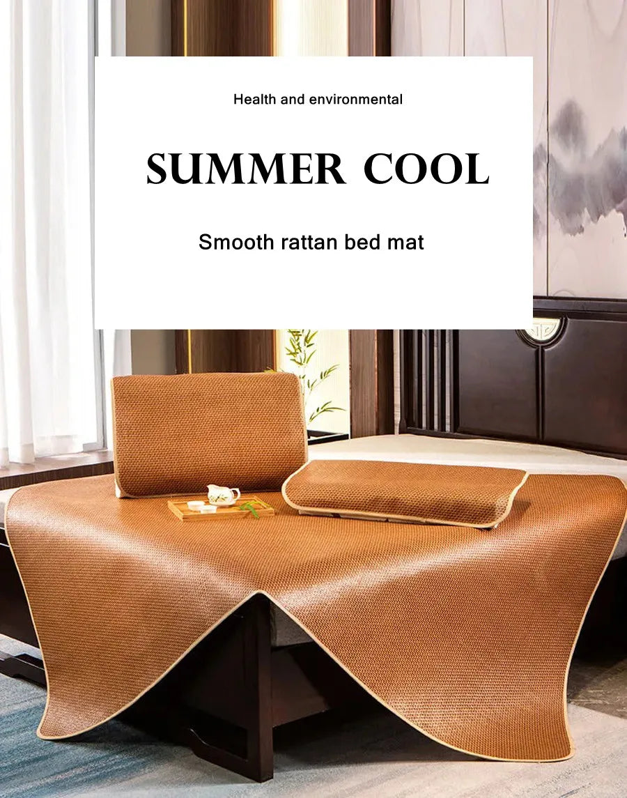 WOSTAR Summer bamboo rattan cooling mattress cool ice sleeping mat single double bed family cold sheet protection pad king size.