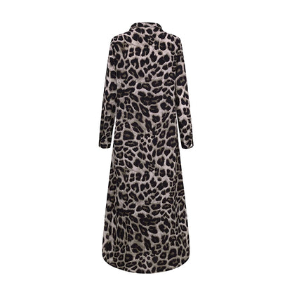 ZANZEA Party Vintage Leopard Robe Frauen 2025, Herbst Casual Langarm Maxi Lange Vestidos Kleid Mode Übergroßen Hemd Sommerkleid.