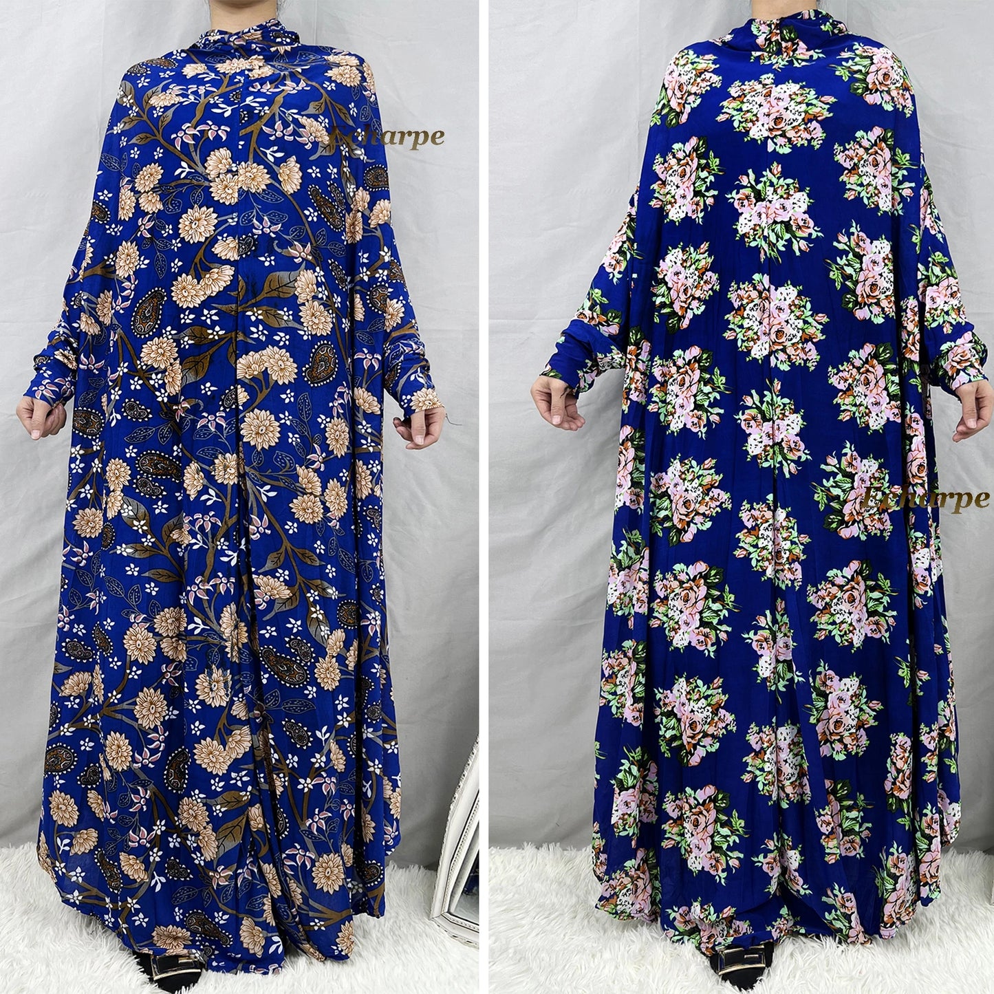 1 Pieces Muslim Hijabs Dress Women's Prayer Garment Dubai Abaya Arab Jibab Islam Flowers Djellaba Femmel Khimar Caftan Clothes.