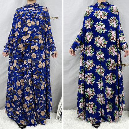 1 Pieces Muslim Hijabs Dress Women's Prayer Garment Dubai Abaya Arab Jibab Islam Flowers Djellaba Femmel Khimar Caftan Clothes.