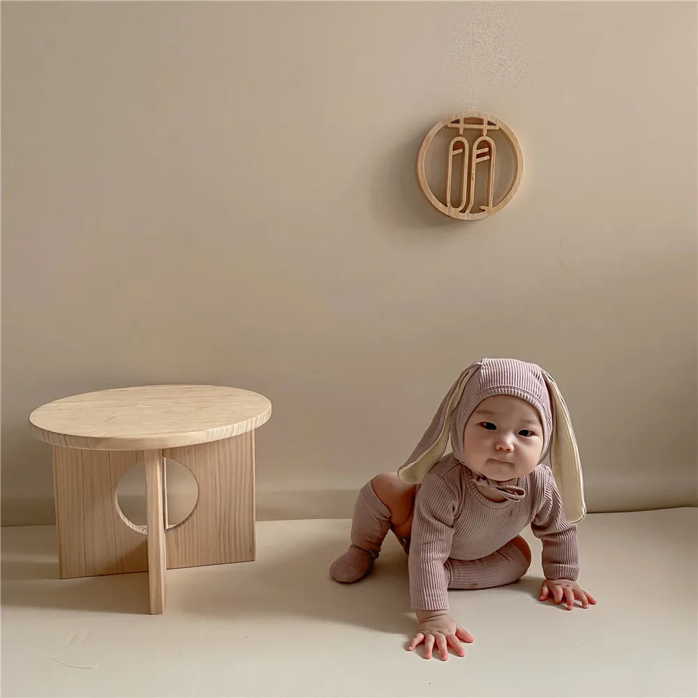 4PCS Sommer Infant Neugeborenes Baby Jungen Mädchen Bodys Niedlichen Hasen Ohr Bodys Hut und Schwänze Baby Kleidung Overall Outfits.