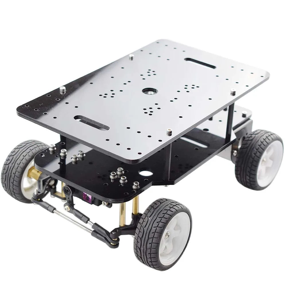 4wd RC Car Ackerman Steering ROS Chassis PID Control with Servo 2pcs DC 12V Motor with Encoder for Arduino DIY STEM Toy Kit.