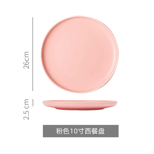 Nordic Ceramic Western Dinner Plate Steak Plate Creative Western Breakfast Plate Flat White Household Dinner Plate Dish