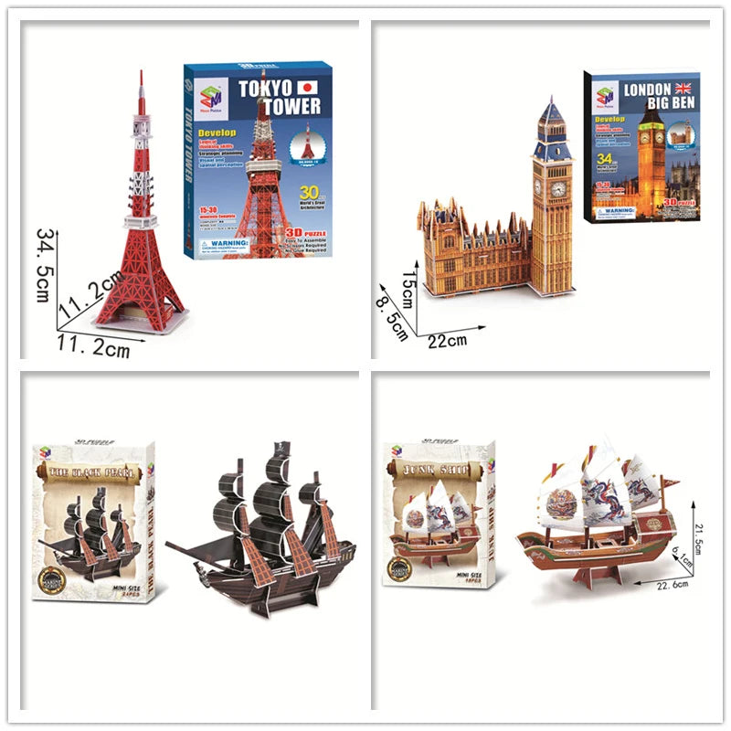 40 Style World Famous Architecture Building 3D Puzzle Model Construction 3D Jigsaw Puzzle Toys For Kids Christmas Gift.