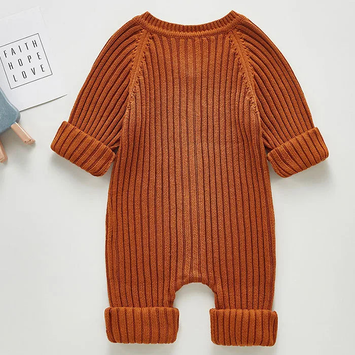 Feste Strick Baumwolle Langarm Einem stück Outfit Kleinkind Baby Jungen Mädchen Romper Frühling Herbst Neugeborenen Baby Mädchen Overall.