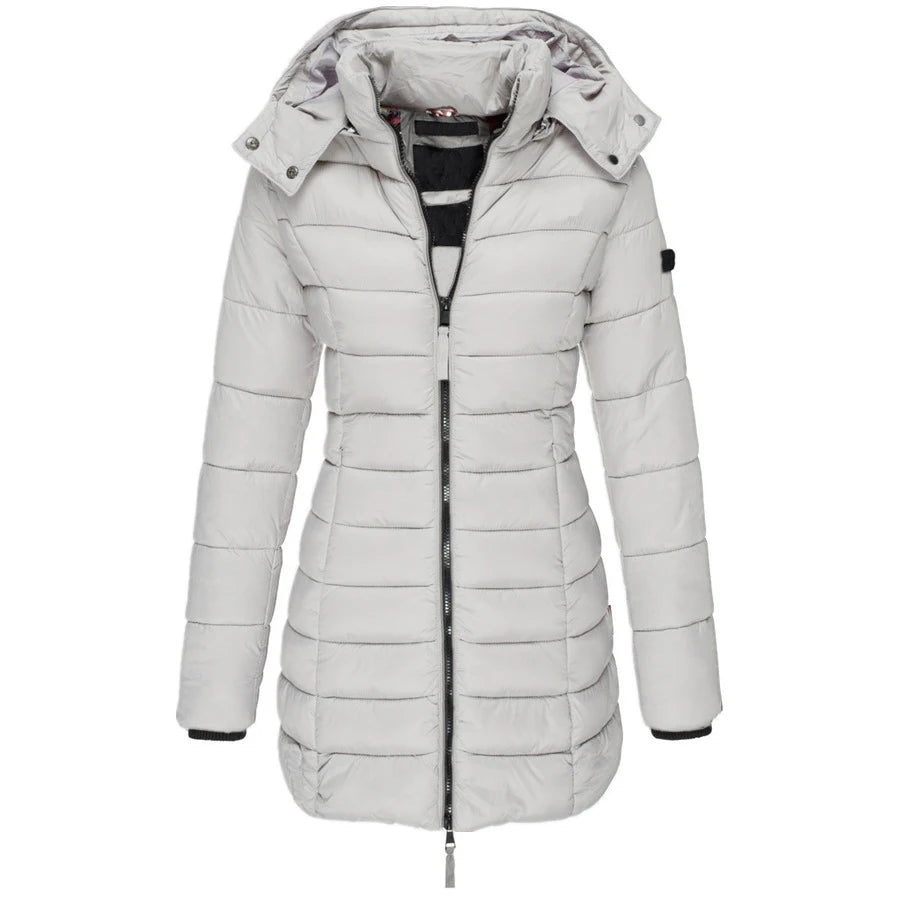Winter Jacken für Frauen Zipper Mit Kapuze Baumwolle Gepolsterte Jacken Langarm Warme Mantel Schlank Parka Weibliche Tragbare Outwear.