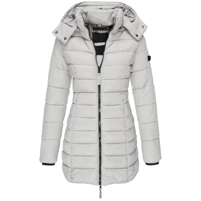 Winter Jacken für Frauen Zipper Mit Kapuze Baumwolle Gepolsterte Jacken Langarm Warme Mantel Schlank Parka Weibliche Tragbare Outwear.