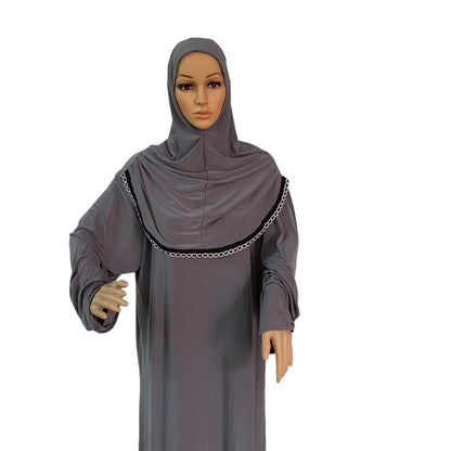 H118 Free size muslim dress with attached hijab pray khimar kaftan  burqa abaya robe hijab middle east clothing.