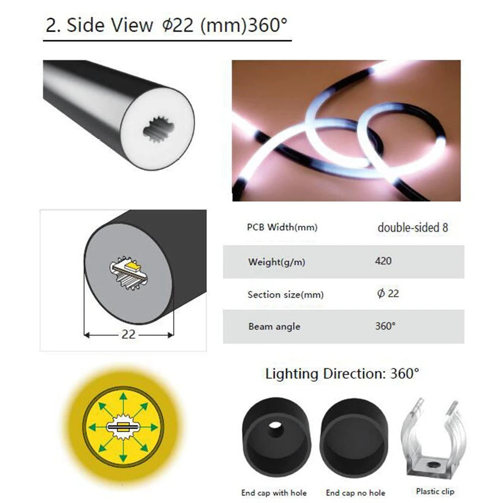 WS2812B WS2811 SK6812 LED Neon Rope Tube 5050 Flexible LED Strip Light Silica Gel Soft Lamp Tube IP67 Waterproof For Decoration.