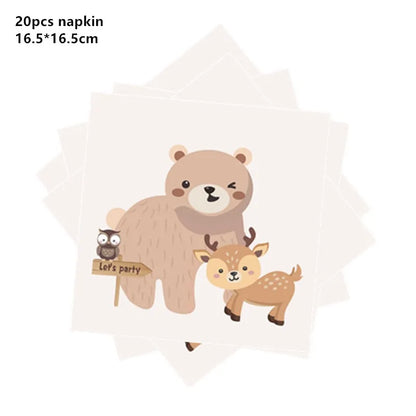 Dschungel Thema Partei Dekor Versorgung Einweg Geschirr Set Wald Tier Fuchs Hedgehog Ballon Baby Dusche Kid Geburtstag Kuchen Topper.