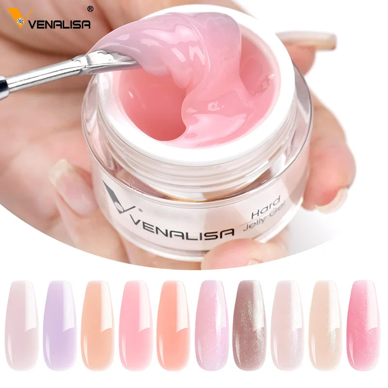 15ml Venalisa Jelly Extension Nail UV Construction Gel French Glitter Poly Nail Gel Clear Natural Camouflage Color Fibre Varnish.