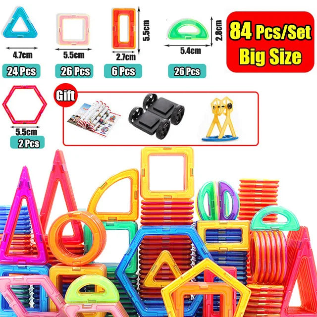 30-168PCS Medium Size Magnetic Building Blocks Magnet Designer Construction Set Montessori Educational Toys For Kids Gifts.