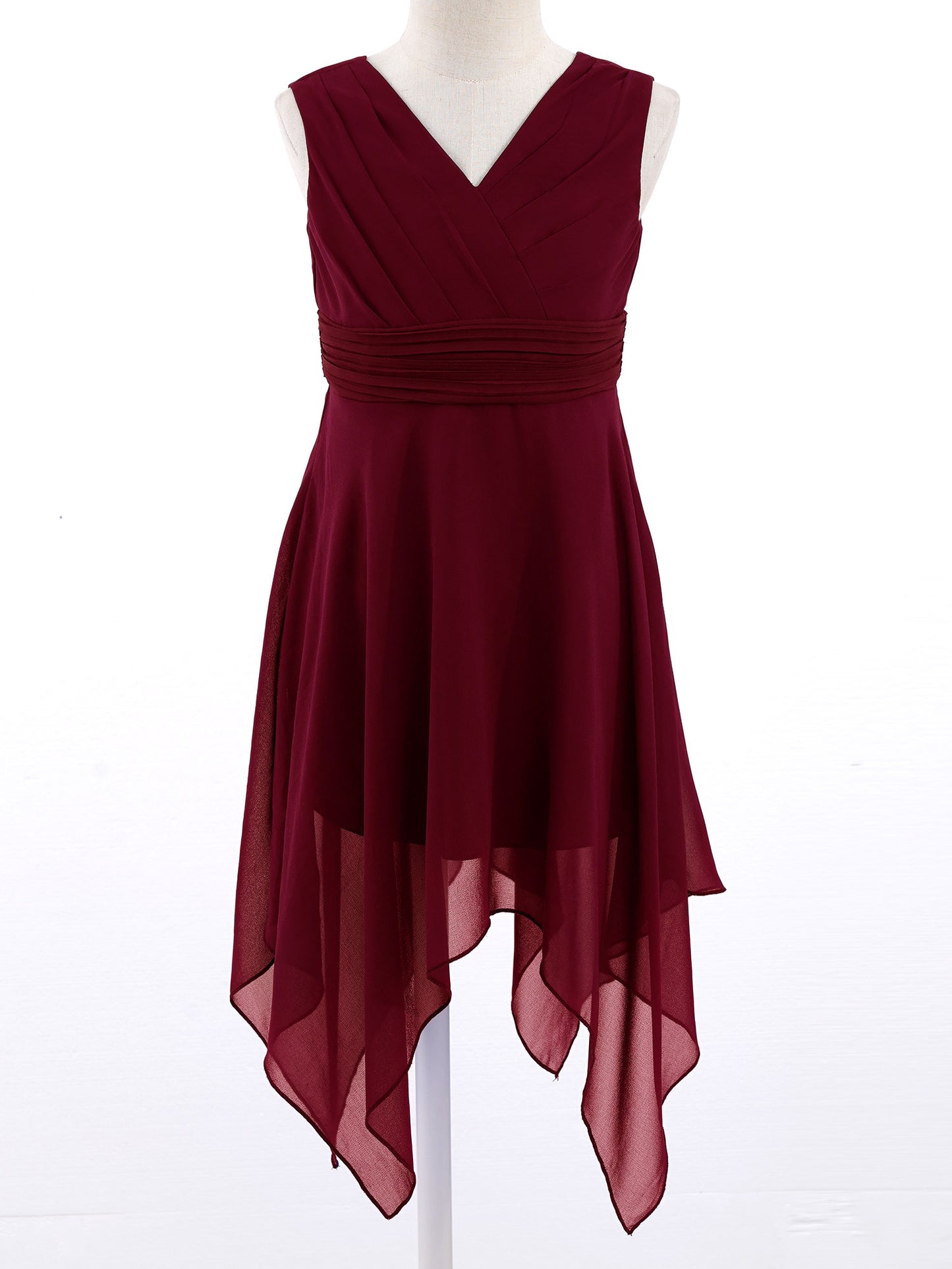 Blumenmädchen-Chiffonkleid mit floraler Spitze, Sommer, ärmellos, hoher, niedriger Saum, formelles Hochzeitskleid für Brautjungfer, Junior, Prinzessin