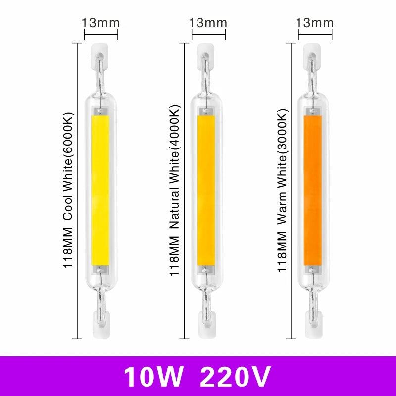 R7S LED Bulb 78mm 118mm 5W 8W 10W 20W R7S Spotlight 220V COB Lamp Glass Tube Replace 30W 50W 100W Halogen Light.