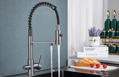 Filter Kitchen Faucet 2 In 1 Pull Down 360° Flexible Drinking Pure Water Purification Faucets Brass Hot Cold Water Mixer Tap