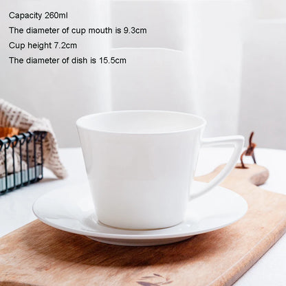 Pure White Bone China Coffee Cup Ceramic Simple Nordic Latte Cups Creative Fancy Afternoon Tea Cafe Coffee Cup and Saucer Spoon