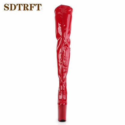 SDTRFT Spring Autumn Fashion Botas Mujer 23cm Thin High Heels Over The Knee Boots Round Toe Lace Up Shoes Woman Wedding Pumps