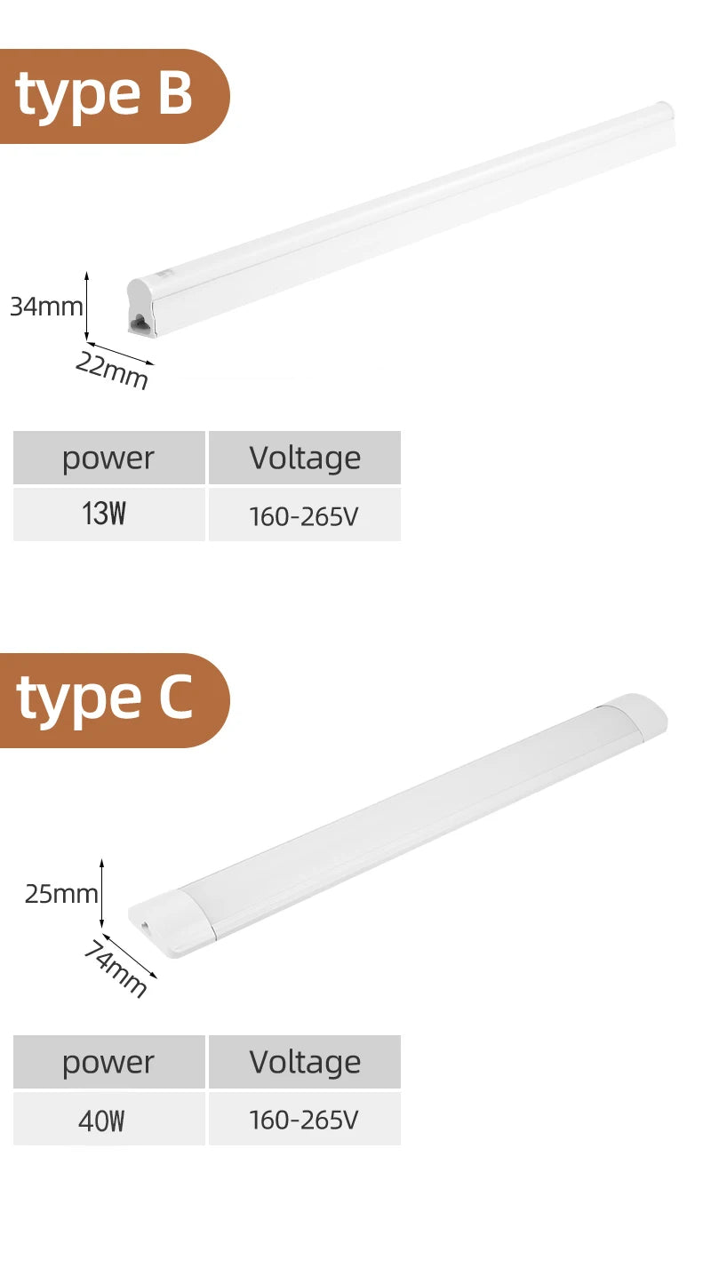 220V 120cm T5 T8 Led Tube Light For Home Led Lamp Tube Bar 40W 60W Cold White Warm Whtie 4ft Led Tube light 1200mm Tube lighting.