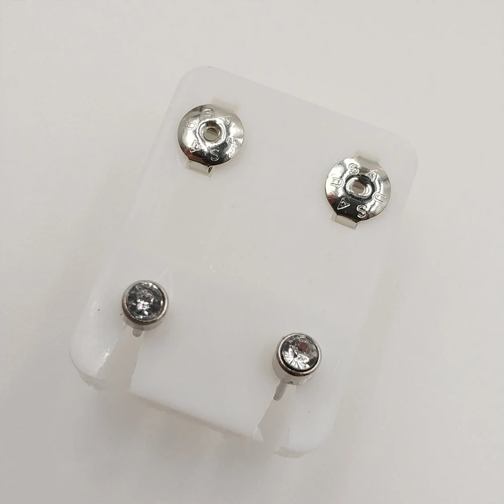 12Pairs Medical Earrings Piercing Tools Set Crystal Ear Stud Surgical Steel Stopper for Body Ear Piercing Gun Fashion Jewelry.