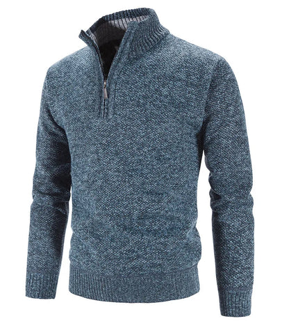 Winter Men's Fleece Thicker Sweater Half Zipper Turtleneck Warm Pullover Quality Male Slim Knitted Wool Sweaters for Spring.